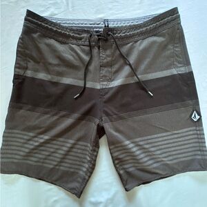 Volcom Men's Striped Brown Board Shorts